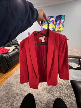 H&M Women's Red Open-Front Blazer